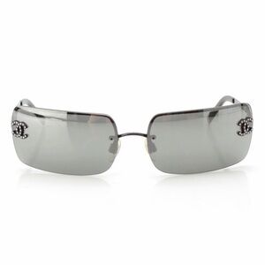 CHANEL Rimless Mirrored Sunglasses CC Logo Rhinestones Vintage